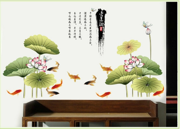 Decal dán tường đầm sen to 2