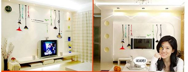 Decal dán tường chùm đèn đủ màu