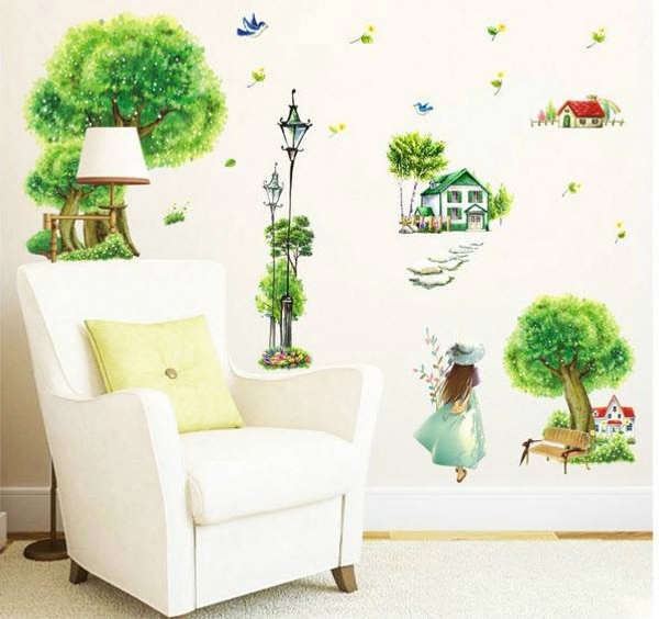 Decal dán tường Công viên xanh