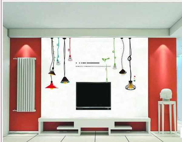 Decal dán tường chùm đèn đủ màu