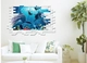 Decal 3D dán tường Đại dương cá heo 2