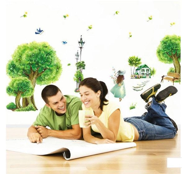 Decal dán tường Công viên xanh