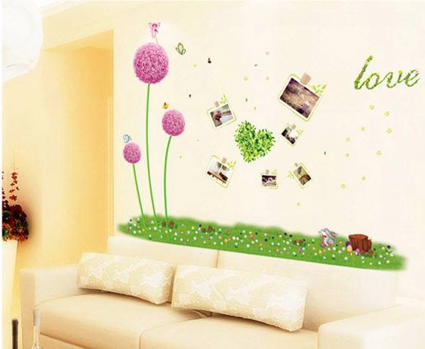 Combo (tú cầu hồng dạ quang +chữ love dạ quang + chân tường hoa cỏ 3)