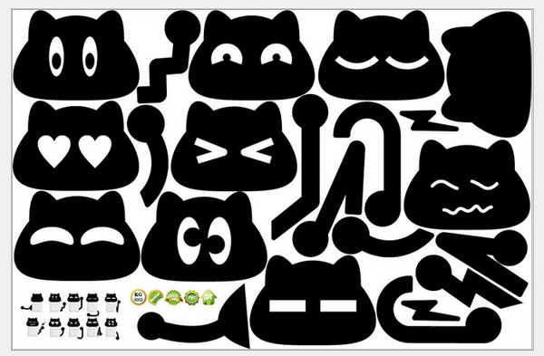 Decal dán tường Ổ điện mèo đen ngộ nghĩnh
