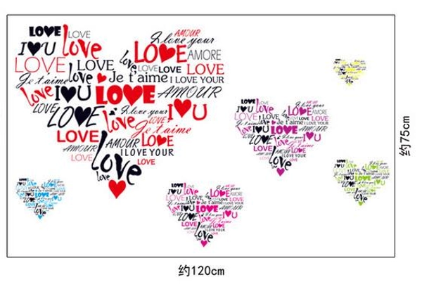 Decal dán tường Trái tim chữ love 2