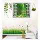 Decal dán tường Combo Cửa sổ 2   Chân tường cỏ xanh