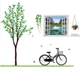 Decal dán tường Combo Cây xanh xe đạp to   Cửa sổ 3
