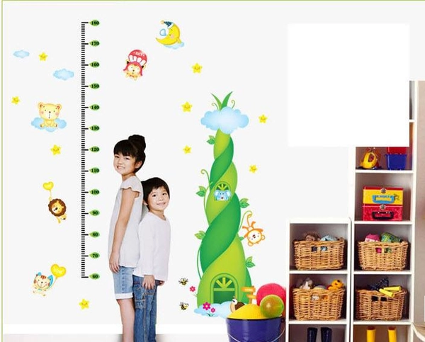 Decal dán tường thước đo chiều cao cây thần tiên xanh