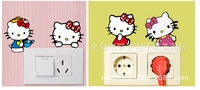 Decal dán tường ổ điện kitty 2 con