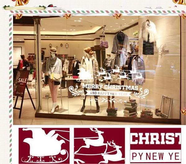 Decal Xe tuần lộc Noel trắng (nền trắng đục)