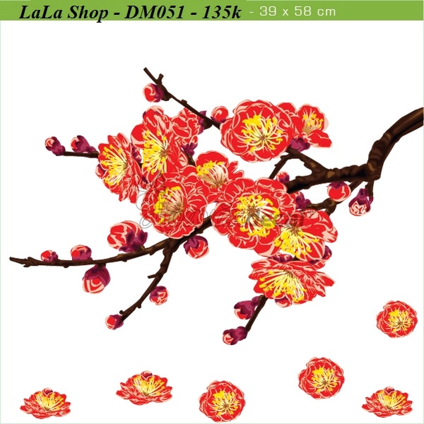 Decal Mỹ Cành đào đỏ 2