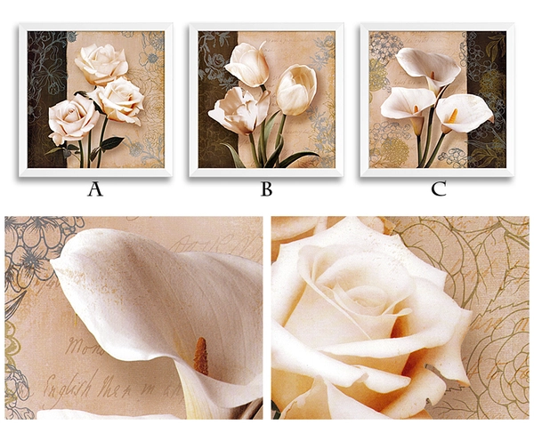 Bộ tranh treo tường hoa cổ điển 3 bức (LA)