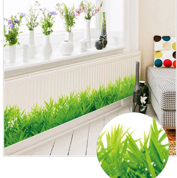 Decal dán chân tường lá xanh 4