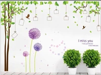 Decal dán tường combo Decal Cây photo 2   tú cầu tím 3