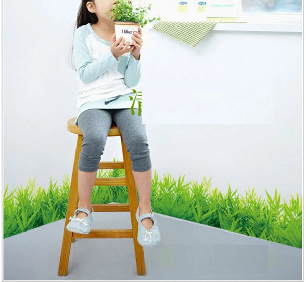 Decal dán chân tường lá xanh 4