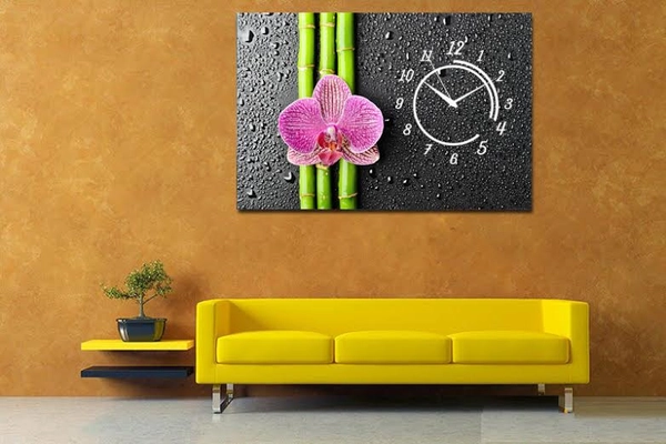 Tranh đồng ba cành hoa lan tím