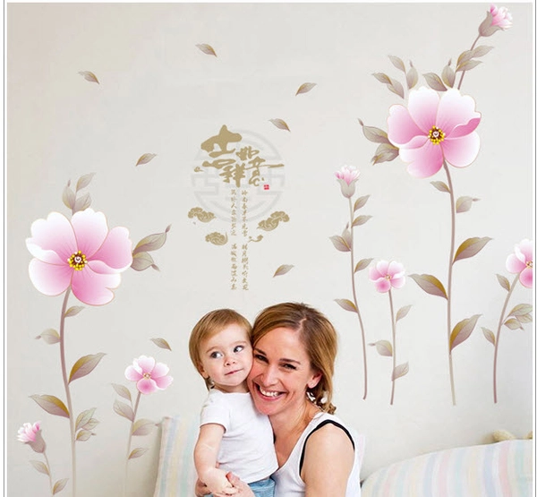 Decal hoa 5 cánh hồng nhạt