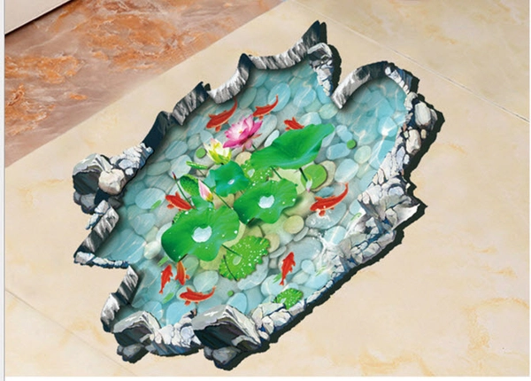 Decal 3D dán tường Hồ sen 2