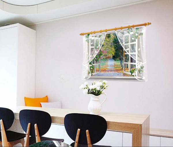 Decal Cửa sổ con đường mùa xuân