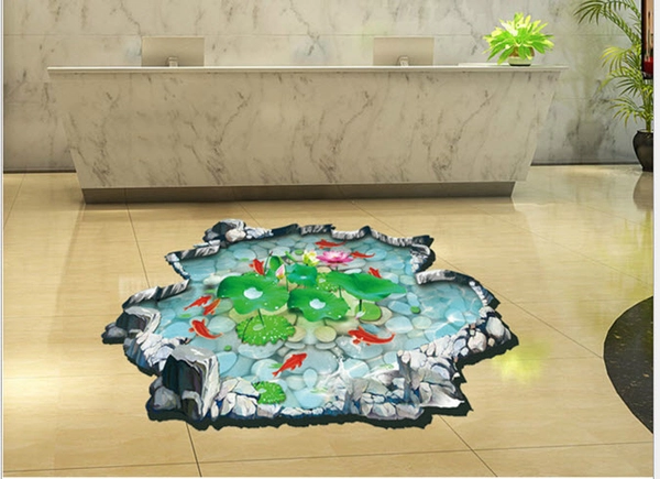 Decal 3D dán tường Hồ sen 2