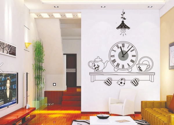 Đồng hồ bộ ấm trà 