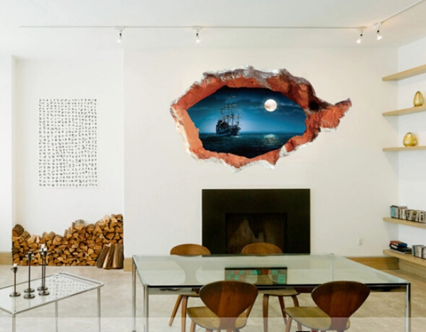 Decal hiệu ứng 3D tàu dưới trăng