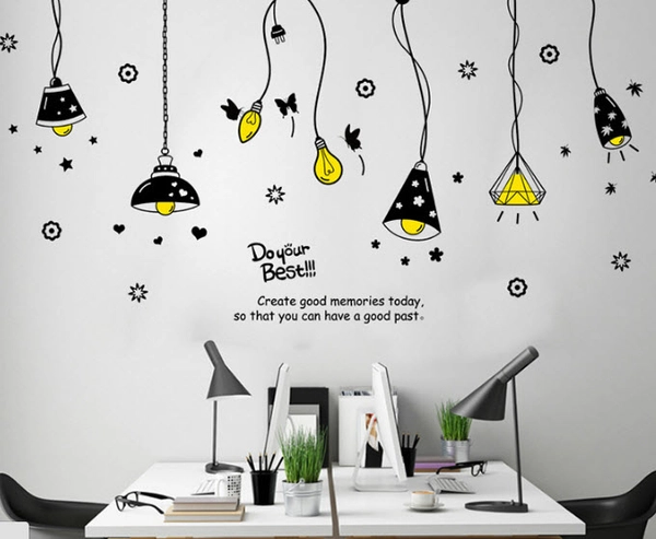 Decal dán tường chùm đèn nâu 3