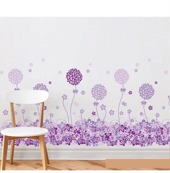 Decal chân tường tú cầu tím