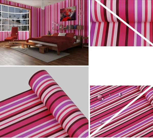 Giấy decal cuộn  sọc hồng đậm