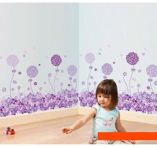 Decal chân tường tú cầu tím