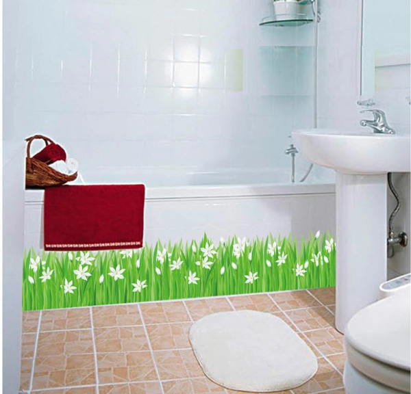 Decal dán chân tường hoa dạ thảo trắng