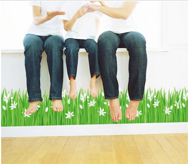 Decal dán chân tường hoa dạ thảo trắng