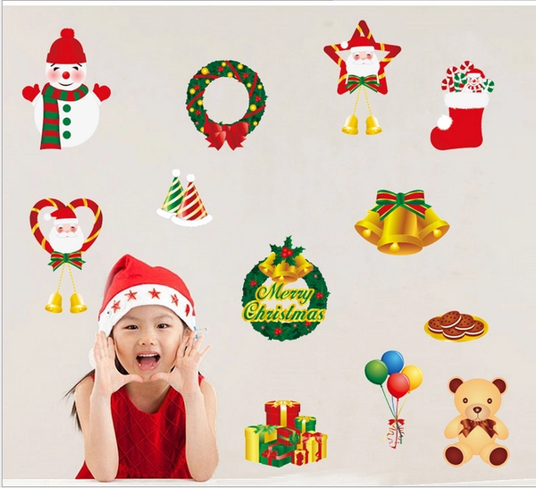 Decal người tuyết Noel và gấu bông