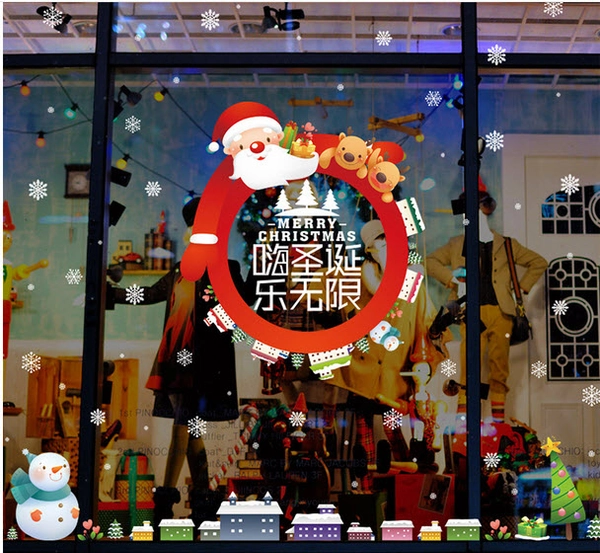 Decal dán tường ông già Noel và 2 bạn tuần lộc