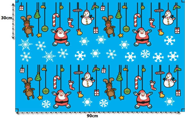 Decal dán tường Dây treo ông già Noel (nền trắng đục)