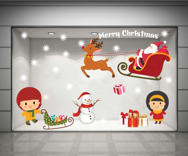 Decal dán tường Bức tranh Noel (nền trắng đục)