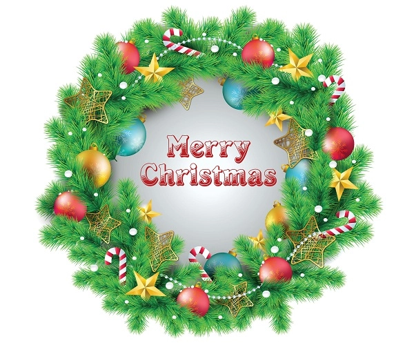 Decal dán tường Vòng nguyệt quế Noel size lớn 60x60  (nền trắng đục)