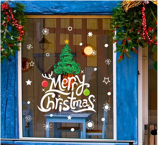 Merry Christmas và cây thông Noel xanh