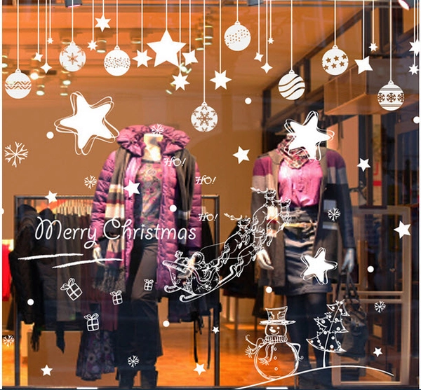 Merry Christmas & sao 5 cánh (nền trắng đục)