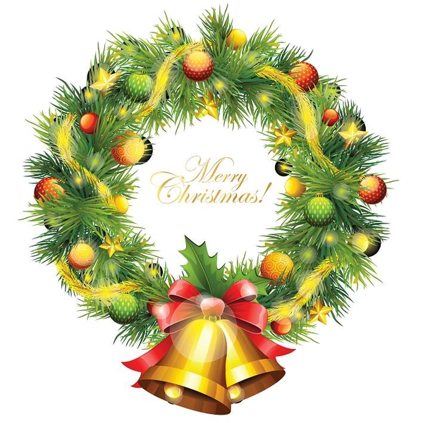 Decal dán tường Vòng nguyệt quế quả chuông Noel size lớn 60x60 (nền trắng đục)