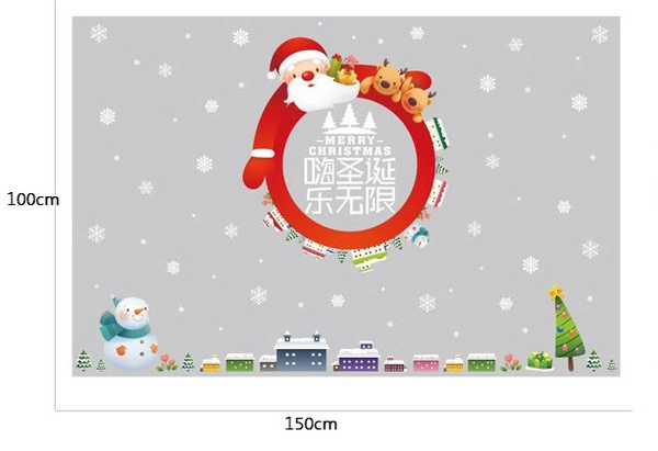 Decal dán tường ông già Noel và 2 bạn tuần lộc