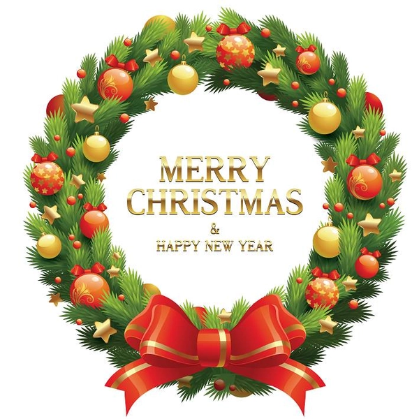 Decal dán tường Vòng nguyệt quế Noel nơ đỏ size lớn 60x60  (nền trắng đục)