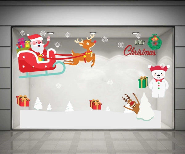 Decal dán tường Quà Noel của người tuyết (nền trắng đục)