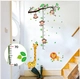 Decal dán tường thước đo hươu vàng và khỉ đu dây