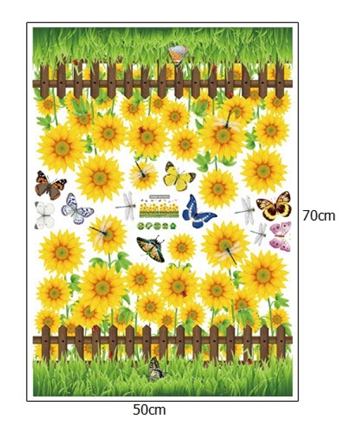 Chân tường hướng dương vàng và bướm