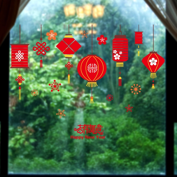 Decal tết các lồng đèn đỏ