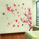 Decal tết cành đào đỏ và chim én mùa xuân
