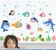 Decal dán tường cá heo xanh và các bạn