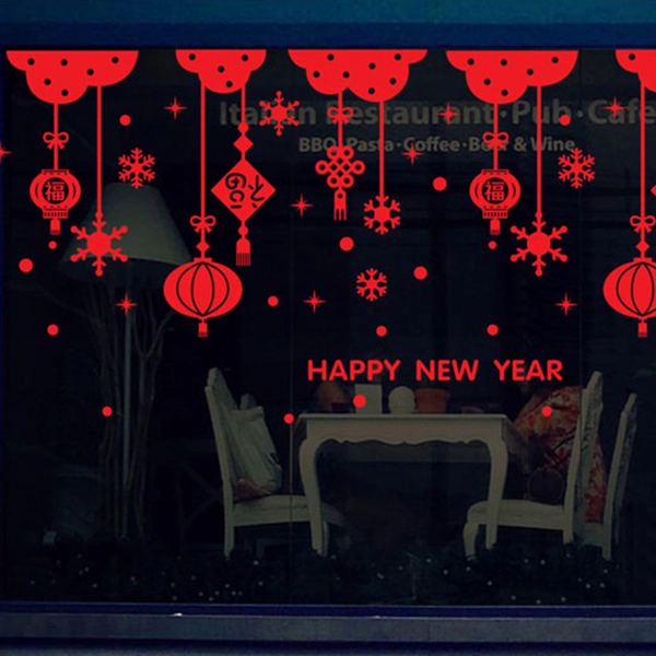 Decal lồng đèn bông tuyết tết