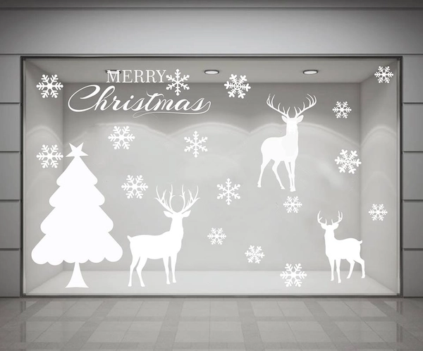 Cây thông Noel và tuần lộc size đại (nền trắng đục)